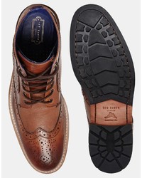 Коричневые кожаные ботинки броги от Ted Baker