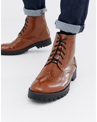 Коричневые кожаные ботинки броги от Truffle Collection