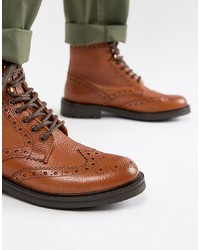 Коричневые кожаные ботинки броги от WALK LONDON