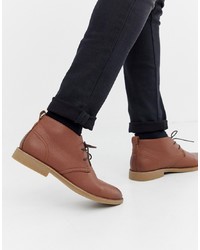 Коричневые кожаные ботинки дезерты от New Look