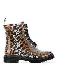 Женские коричневые кожаные ботинки на шнуровке с леопардовым принтом от Sergio Rossi