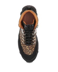 Женские коричневые кожаные ботинки на шнуровке с принтом от Burberry