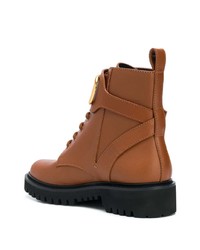 Женские коричневые кожаные ботинки на шнуровке от Valentino
