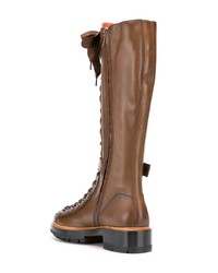 Женские коричневые кожаные ботинки на шнуровке от Santoni