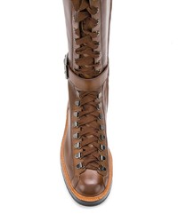 Женские коричневые кожаные ботинки на шнуровке от Santoni