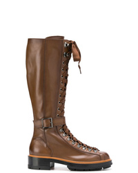 Женские коричневые кожаные ботинки на шнуровке от Santoni