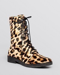 Коричневые кожаные ботинки с леопардовым принтом