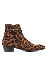 Мужские коричневые кожаные ботинки челси с леопардовым принтом от Lidfort