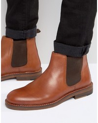 Мужские коричневые кожаные ботинки челси от Asos