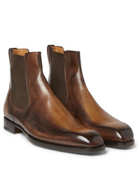 Мужские коричневые кожаные ботинки челси от Berluti