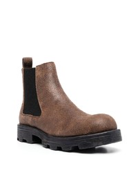 Мужские коричневые кожаные ботинки челси от Diesel