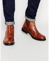 Мужские коричневые кожаные ботинки челси от Jack and Jones