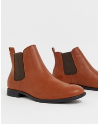 Мужские коричневые кожаные ботинки челси от Jack & Jones