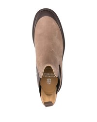 Мужские коричневые кожаные ботинки челси от Brunello Cucinelli