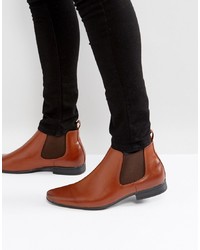 Мужские коричневые кожаные ботинки челси от New Look