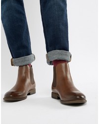 Мужские коричневые кожаные ботинки челси от New Look