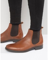 Мужские коричневые кожаные ботинки челси от Selected