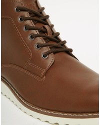 Мужские коричневые кожаные ботинки от Pull&Bear