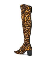 Коричневые кожаные ботфорты с леопардовым принтом от Fabrizio Viti