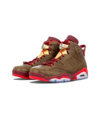 Мужские коричневые кожаные высокие кеды от Jordan