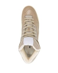 Мужские коричневые кожаные высокие кеды от Jil Sander