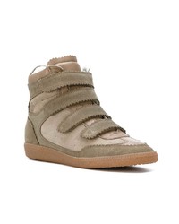 Женские коричневые кожаные высокие кеды от Isabel Marant