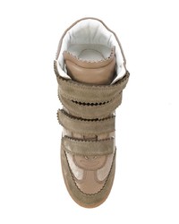 Женские коричневые кожаные высокие кеды от Isabel Marant