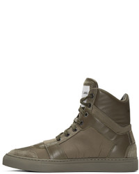 Мужские коричневые кожаные высокие кеды от Helmut Lang