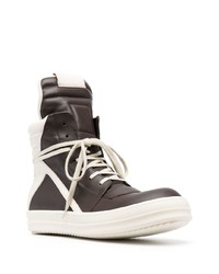 Мужские коричневые кожаные высокие кеды от Rick Owens