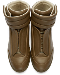 Мужские коричневые кожаные высокие кеды от Maison Margiela