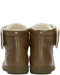 Мужские коричневые кожаные высокие кеды от Maison Margiela