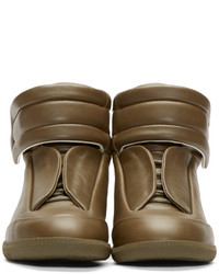 Мужские коричневые кожаные высокие кеды от Maison Margiela