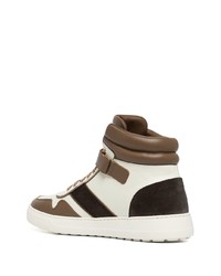 Мужские коричневые кожаные высокие кеды от Salvatore Ferragamo