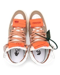 Мужские коричневые кожаные высокие кеды от Off-White