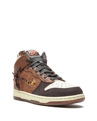 Мужские коричневые кожаные высокие кеды от Nike