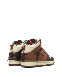 Мужские коричневые кожаные высокие кеды от Nike