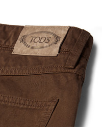 Мужские коричневые кожаные джинсы от Tod's