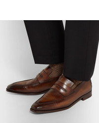 Мужские коричневые кожаные лоферы от Berluti