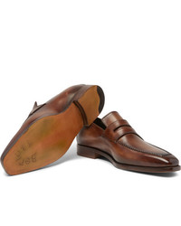 Мужские коричневые кожаные лоферы от Berluti