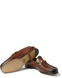 Мужские коричневые кожаные лоферы от Gucci