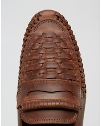 Мужские коричневые кожаные лоферы от Asos