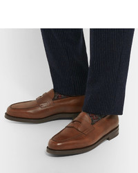 Мужские коричневые кожаные лоферы от John Lobb