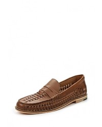 Мужские коричневые кожаные лоферы от Topman