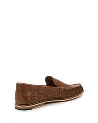 Мужские коричневые кожаные лоферы от Topman