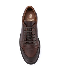 Коричневые кожаные массивные туфли дерби от Brunello Cucinelli
