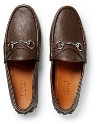 Мужские коричневые кожаные мокасины от Gucci