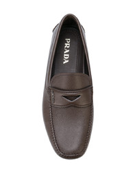 Мужские коричневые кожаные мокасины от Prada