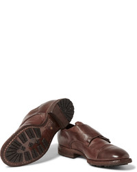 Коричневые кожаные монки с двумя ремешками от Officine Creative