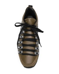 Мужские коричневые кожаные низкие кеды от DSQUARED2