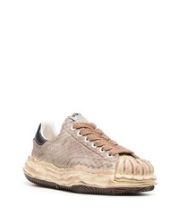 Мужские коричневые кожаные низкие кеды от Maison Mihara Yasuhiro